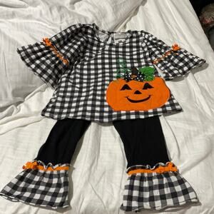 Emily rose 4 pumpkin black white check euc